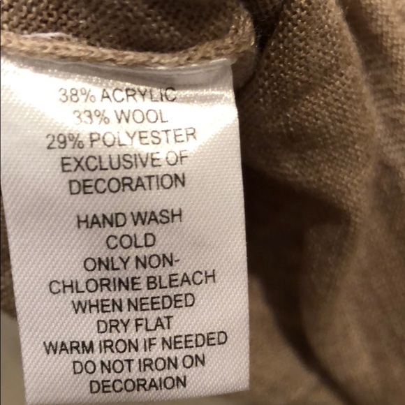 LOFT Taupe Sweater bead and bow neckline Petite S - Picture 4 of 6